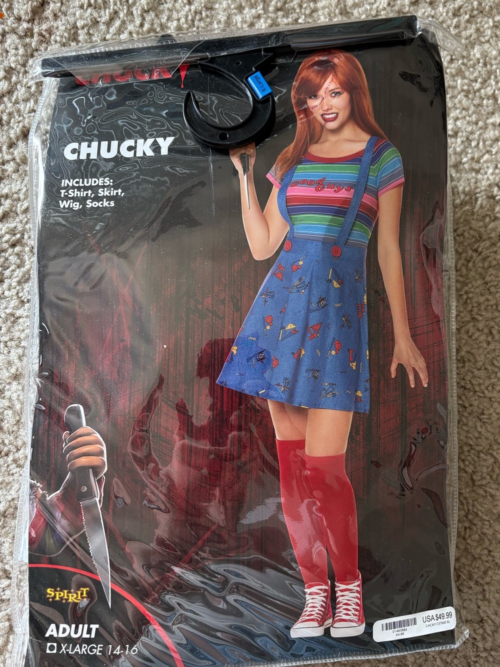 Spirit Chucky-Inspired Rainbow Tee with Blue Pinafore Dress